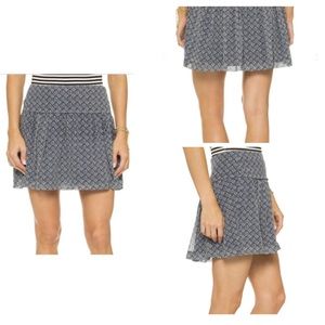 Madewell Navy Blue Flowy Silk Skyline Moroccan Tile Mini Skirt Size 0